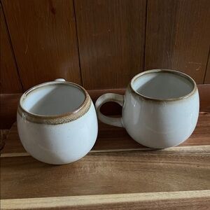White Ceramic Rustic Rim Mug - Set of 2